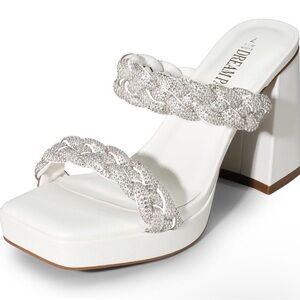 Dream Pairs Silver and White Braided Heels